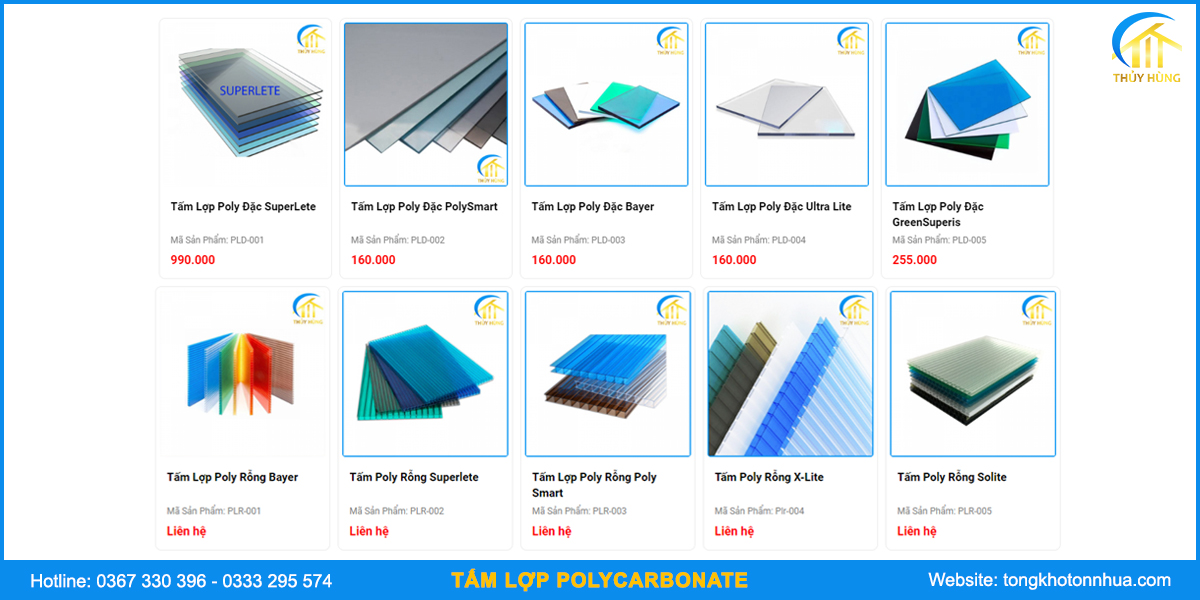 bảng giá tấm poly