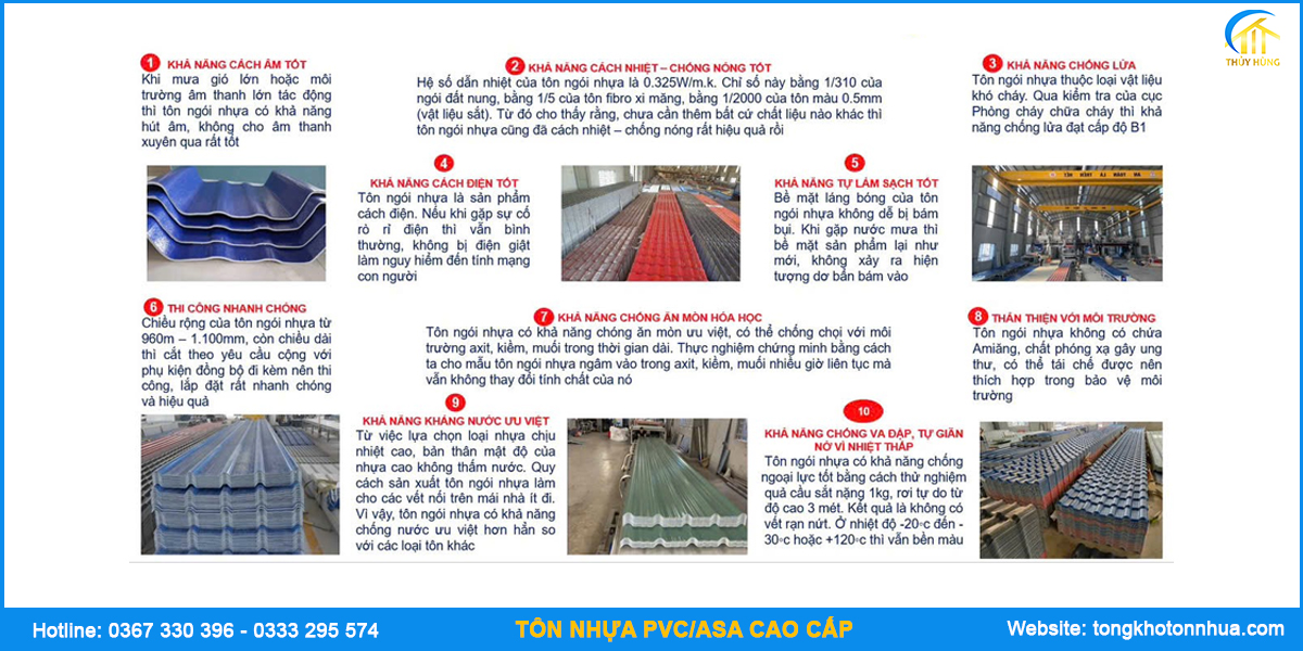 Ưu điểm tôn nhựa pvc/asa